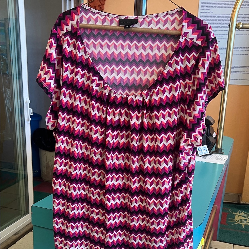 Worthington Chevron Patterned Pink and Purple Women's Top
